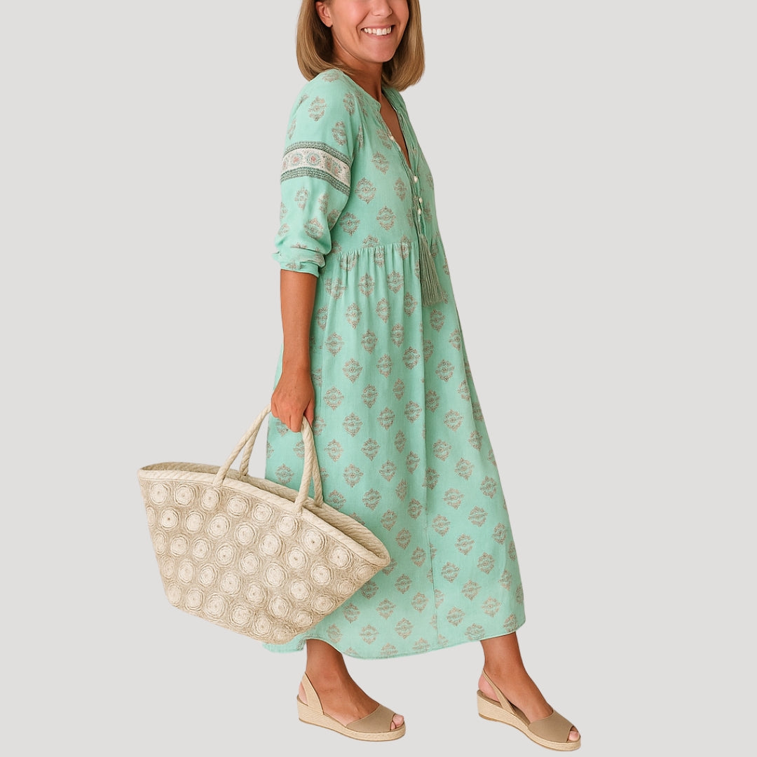 Alin | Boho Beach Midi Dress with Pockets