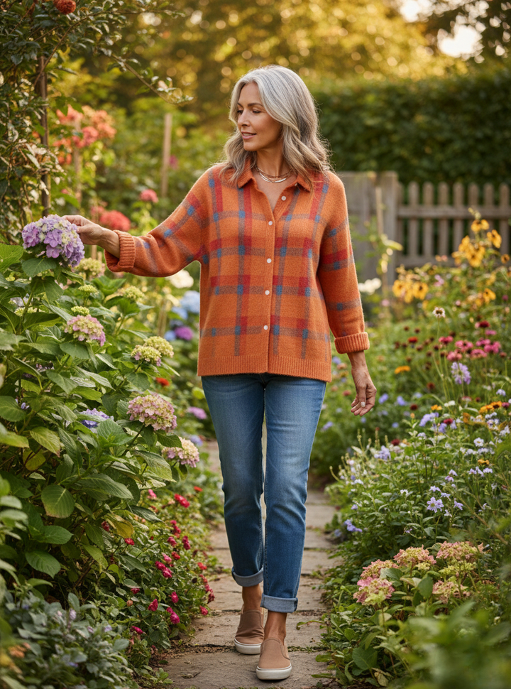 Leni™ | Checked Knit Blouse