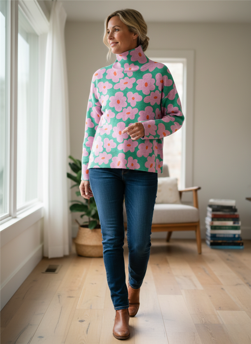 Amelia – Floral Knit Jumper