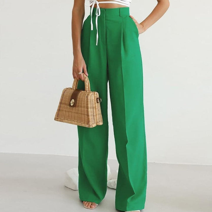 Harper | Elegant High-Waisted Wide-Leg Pants with Pleats