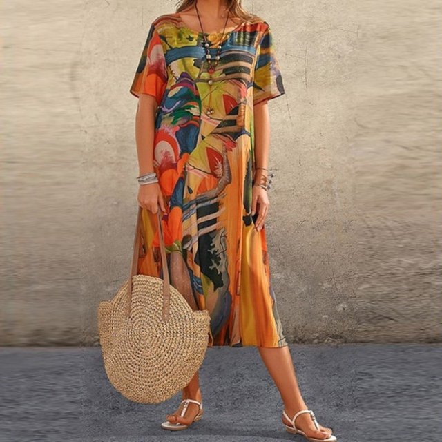 Yovi | Artistic Print Midi Dress
