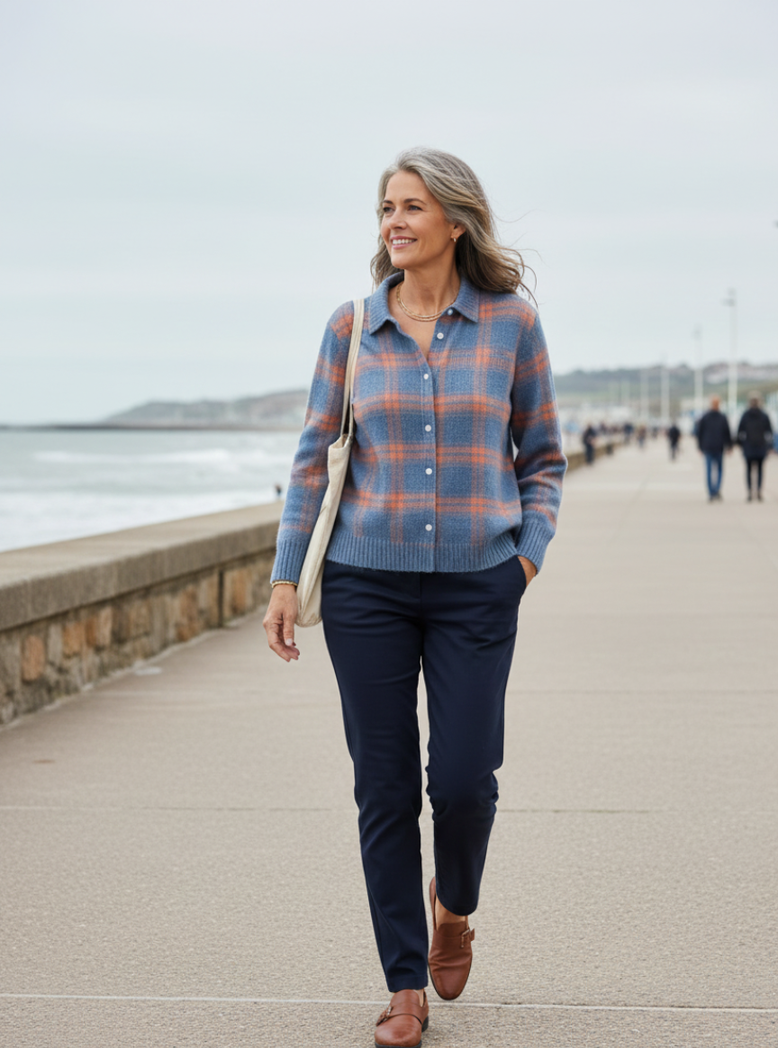 Leni™ | Checked Knit Blouse