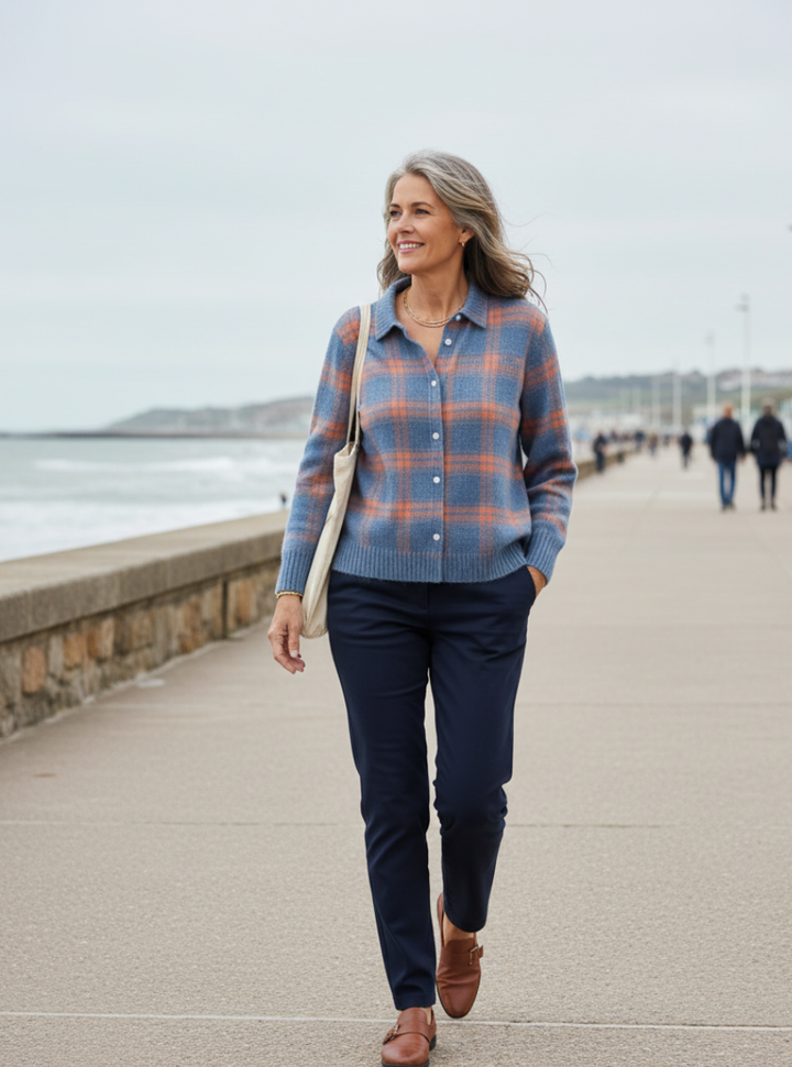 Leni™ | Checked Knit Blouse