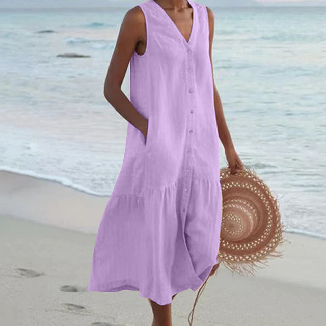 Sheila | Elegant Button-Down Summer Dress for Comfort and Style