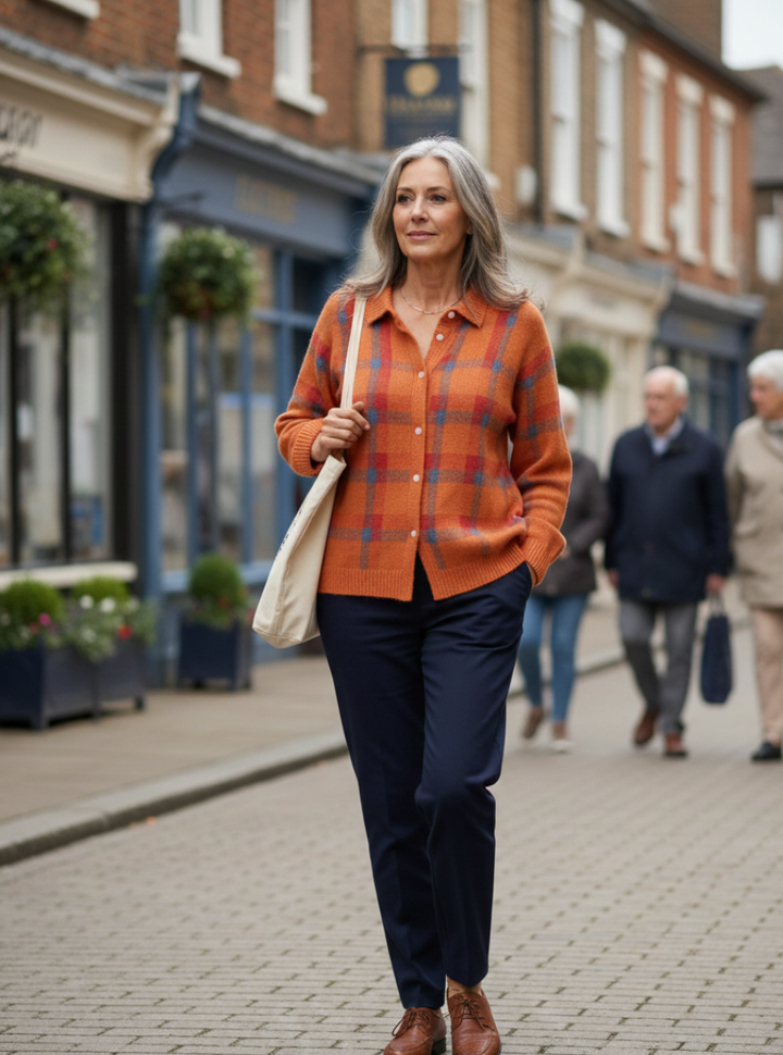 Leni™ | Checked Knit Blouse