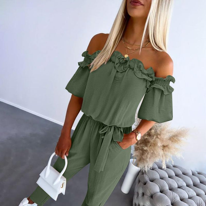 Camila™ | Chic Off-Shoulder Frill Tie-Waist Jumpsuit