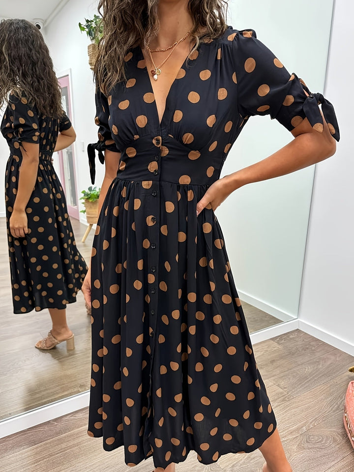 Jade | Chic Polka Dot Midi Dress for Every Occasion