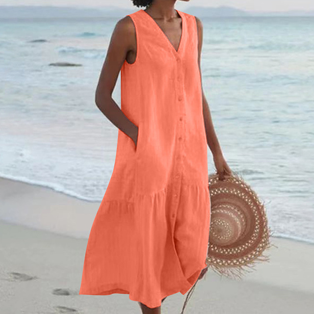 Sheila | Elegant Button-Down Summer Dress for Comfort and Style