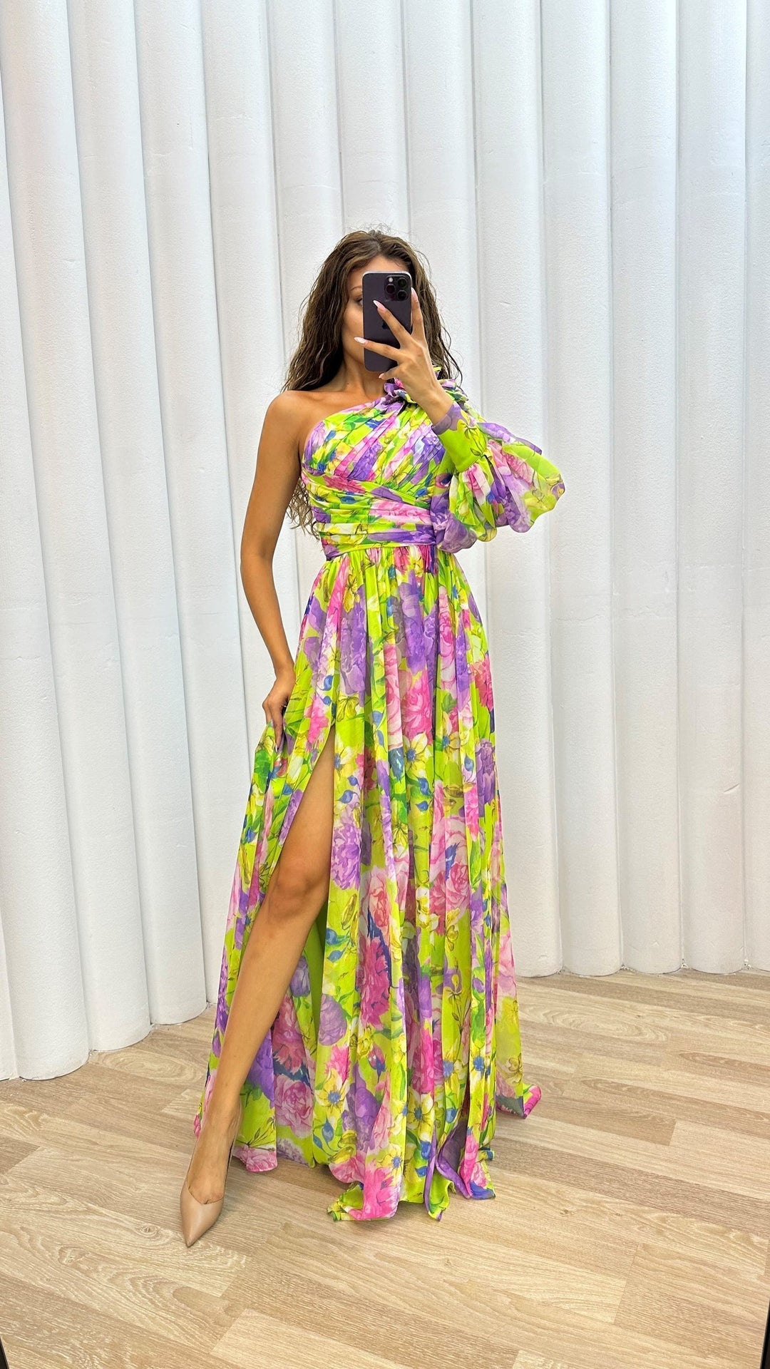 Whitney | Elegant Flowy Shoulder Dress for Summer Events