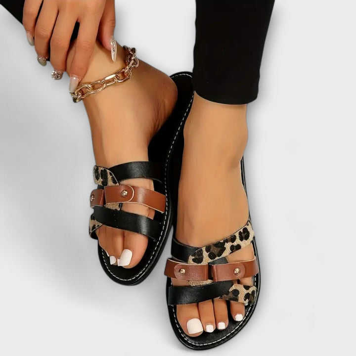 Leopard Cross-Strap Sandal