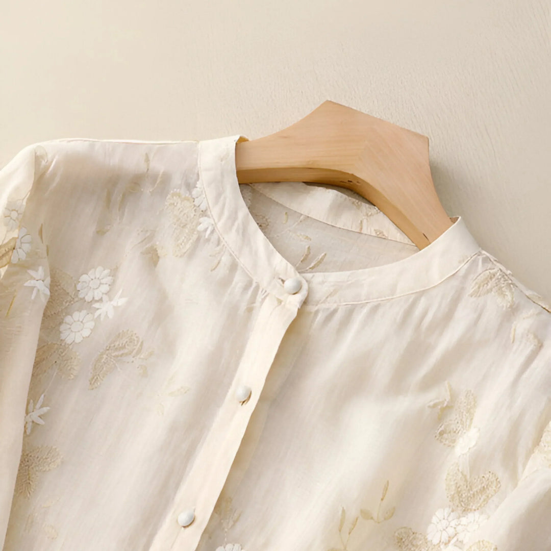 Elara | Lightweight Top with Embroidered Flowers