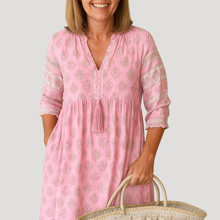 Alin | Boho Beach Midi Dress with Pockets