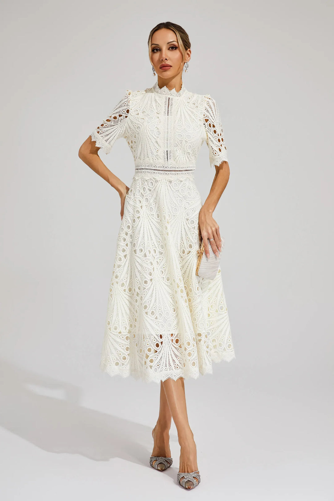 Lexi | Elegant Lace Midi Dress for Women