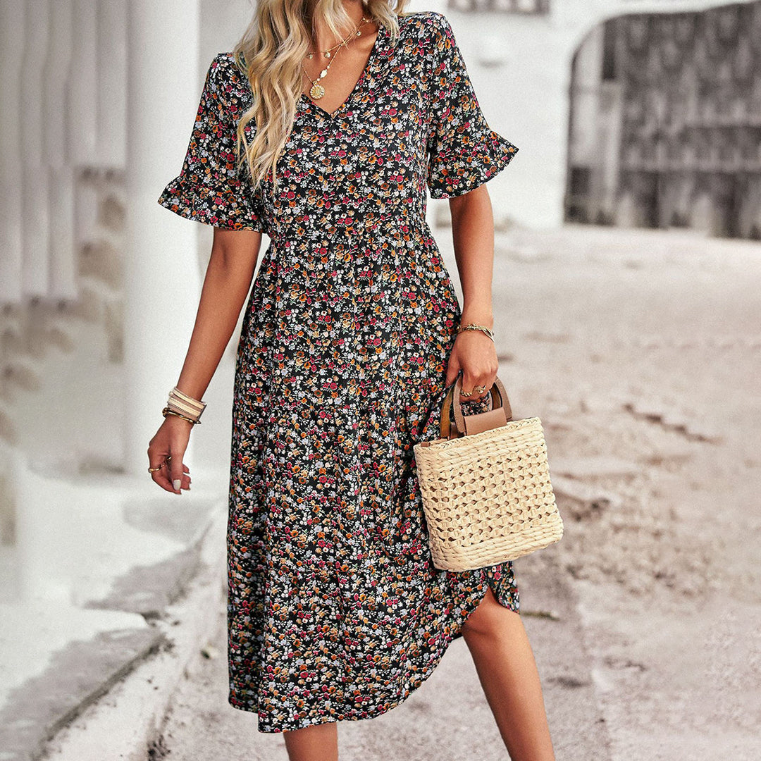 Gillian | Chic Floral Summer Midi Dress for Women