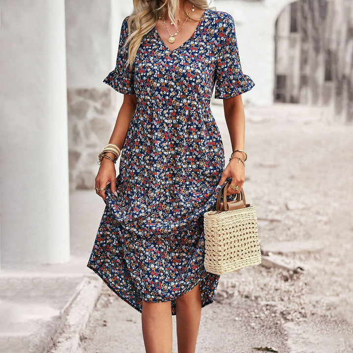 Gillian | Chic Floral Summer Midi Dress for Women