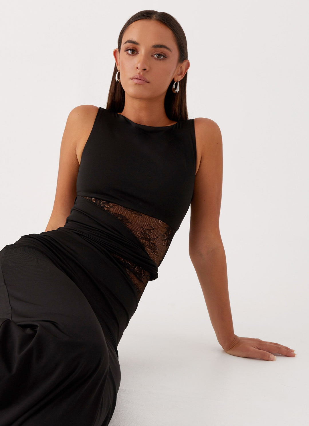 LENI | Figure-Hugging Maxi Dress With Subtle Cut-Outs And Lacing