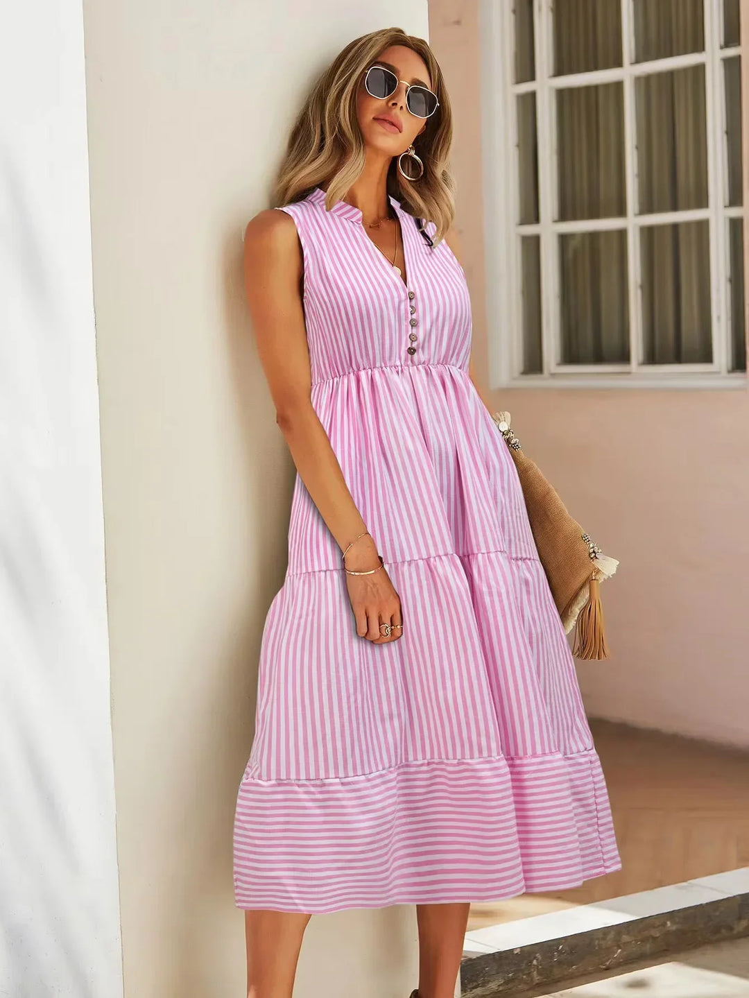 Mary | Stylish Striped Sleeveless Dress for Summer