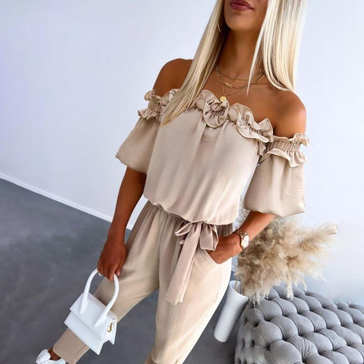 Camila™ | Chic Off-Shoulder Frill Tie-Waist Jumpsuit