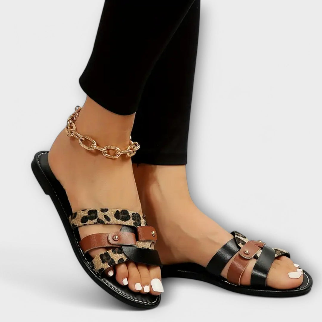 Leopard Cross-Strap Sandal