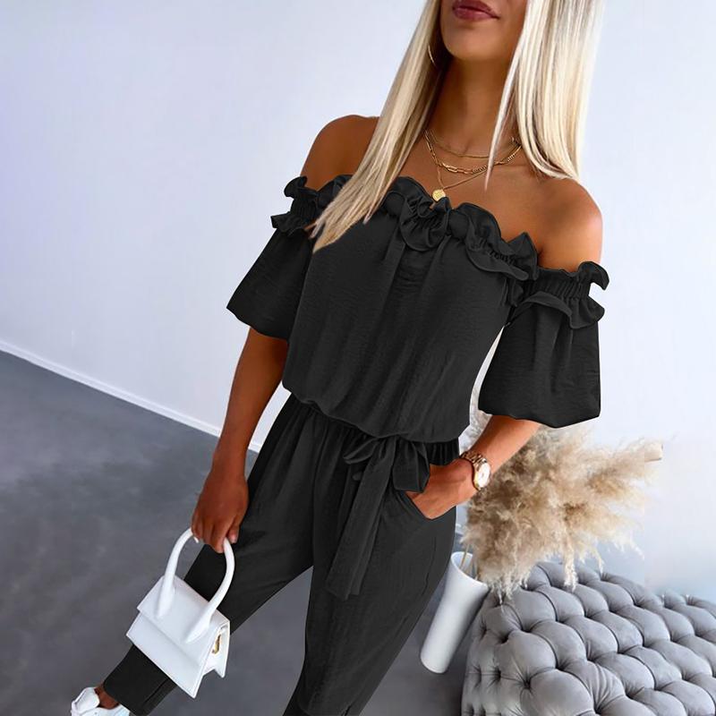 Camila™ | Chic Off-Shoulder Frill Tie-Waist Jumpsuit