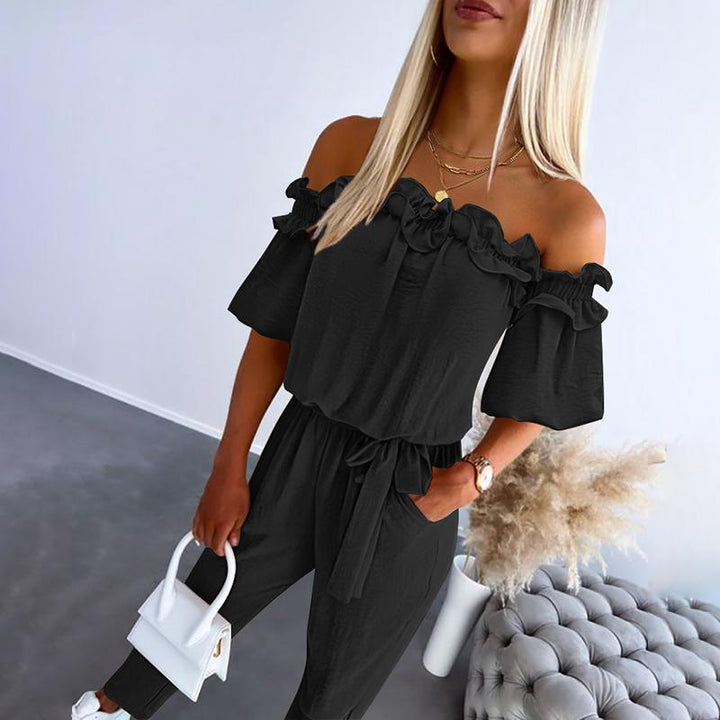 Camila™ | Chic Off-Shoulder Frill Tie-Waist Jumpsuit