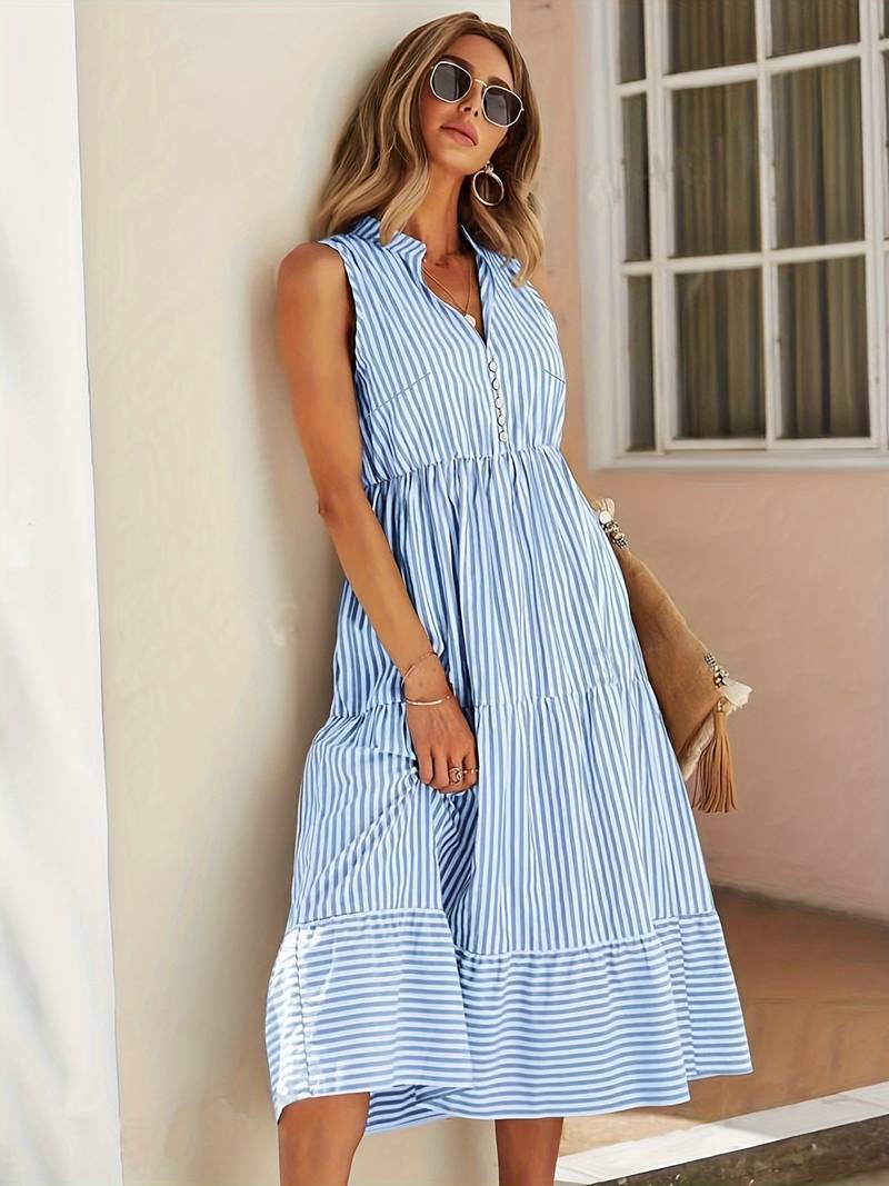 Mary | Stylish Striped Sleeveless Dress for Summer