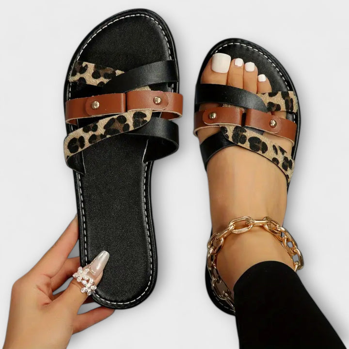 Leopard Cross-Strap Sandal
