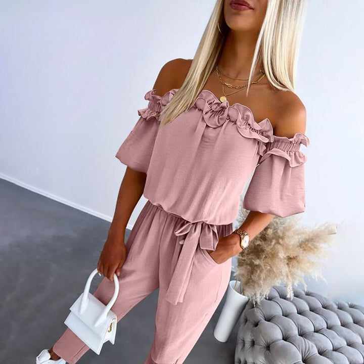 Camila™ | Chic Off-Shoulder Frill Tie-Waist Jumpsuit