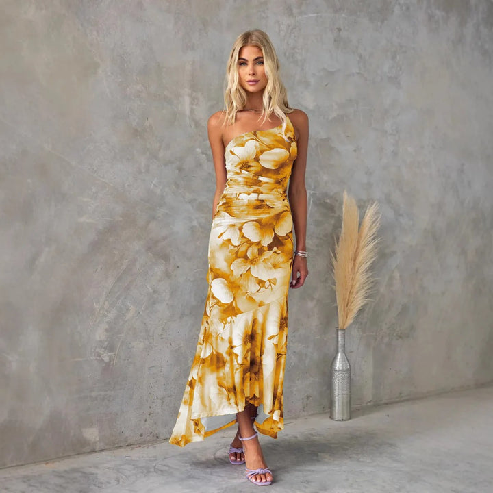 Katherine | Elegant Floral Midi Dress for Warm Weather