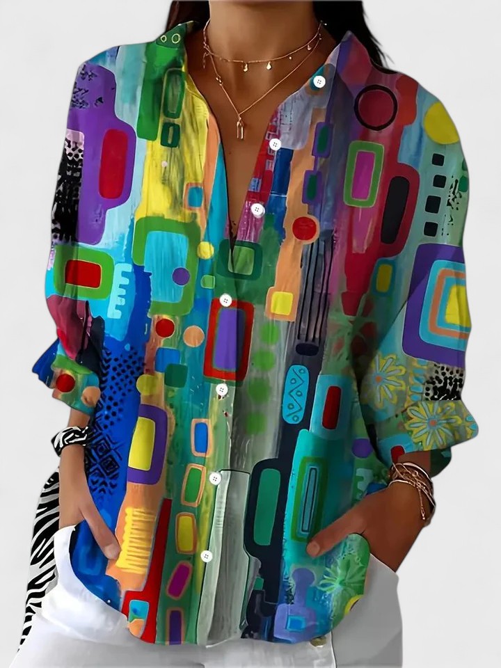 Elara | Elegant Geometric Blouse