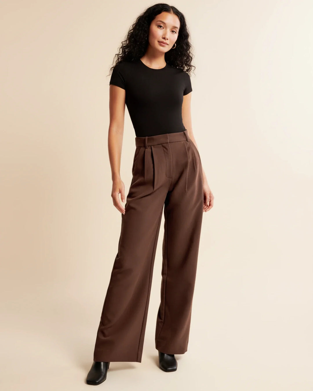 Zara | High Waist Pleated Leg Trousers with Tailored Fit