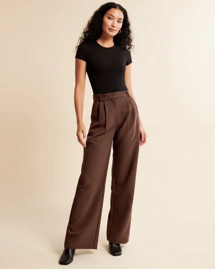 Zara | High Waist Pleated Leg Trousers with Tailored Fit