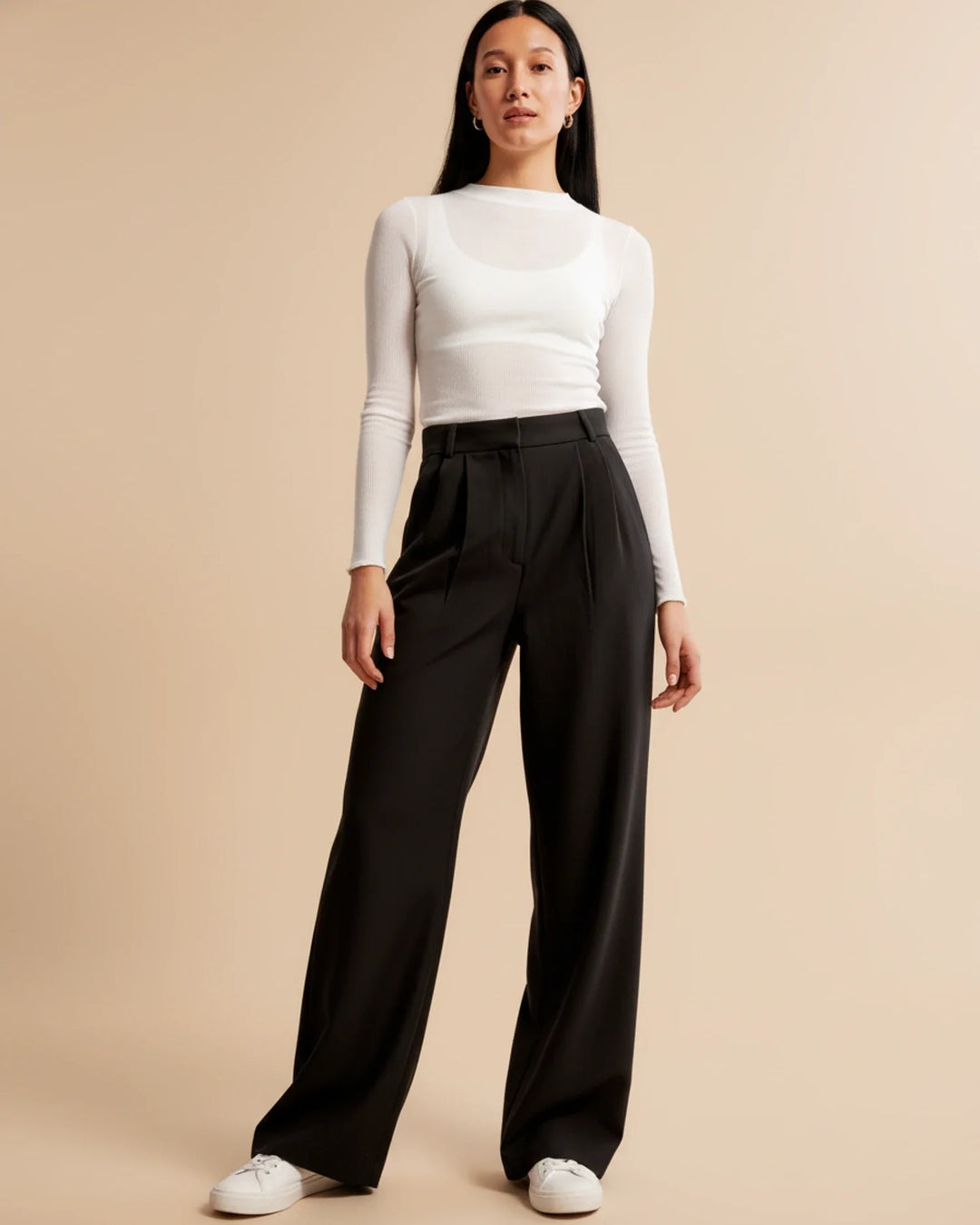 Zara | High Waist Pleated Leg Trousers with Tailored Fit