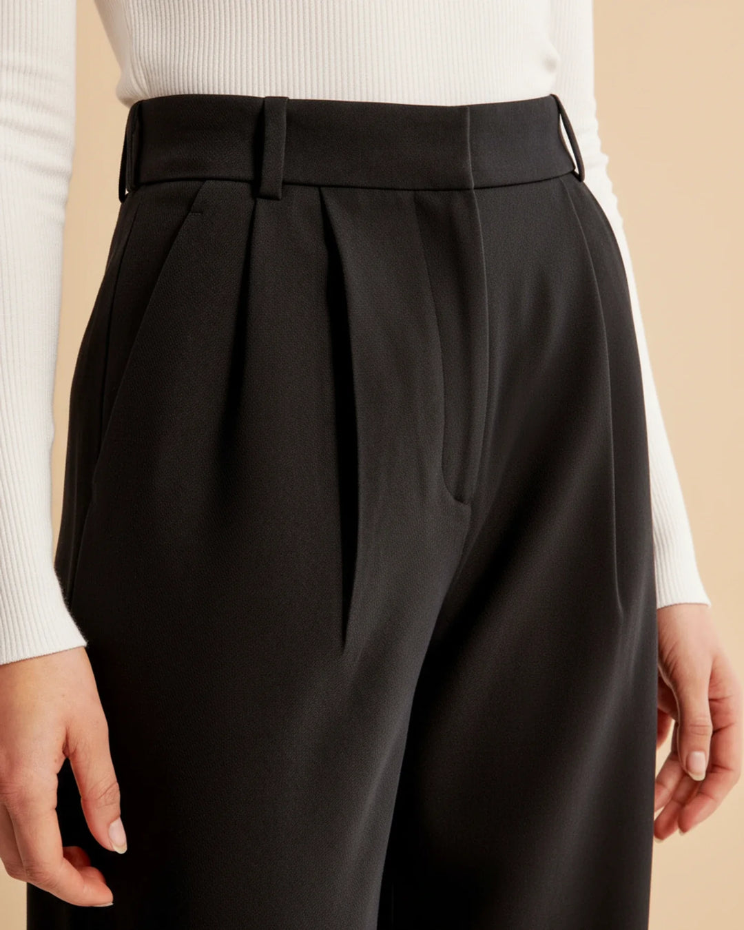 Zara | High Waist Pleated Leg Trousers with Tailored Fit